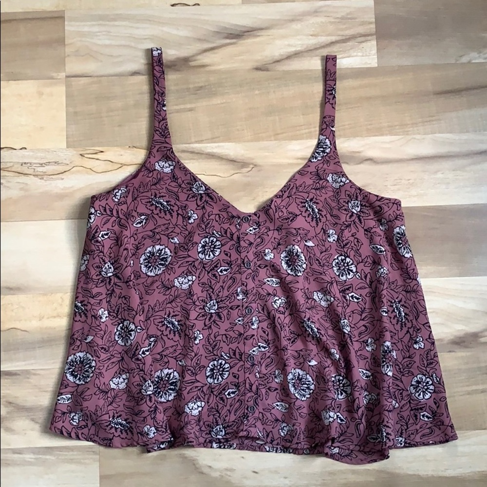 Mauve floral print crop tank top